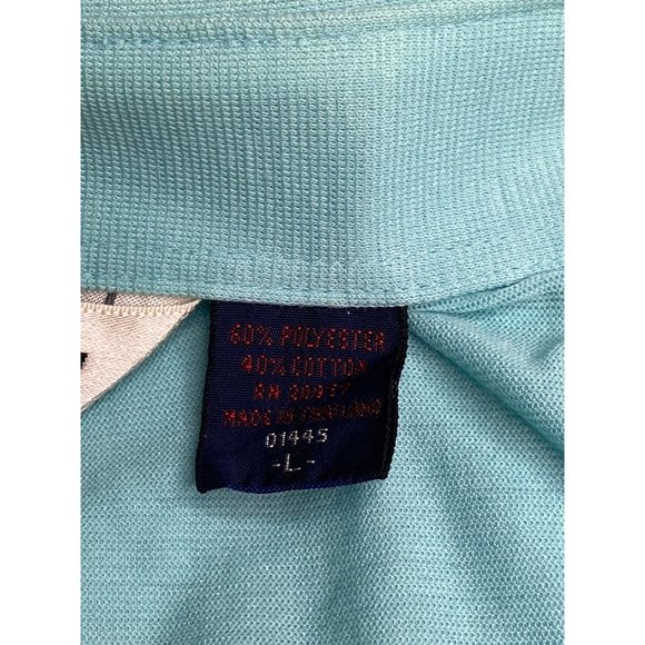 Tori Richards Collar Short Slv Blue Shirt Large STAIN SNAG READ - Picture 7 of 12